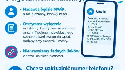 biały napis: NOWA, BEZPŁATNA USŁUGA OD PAŹDZIERNIKA 2026! na czerwonym tle